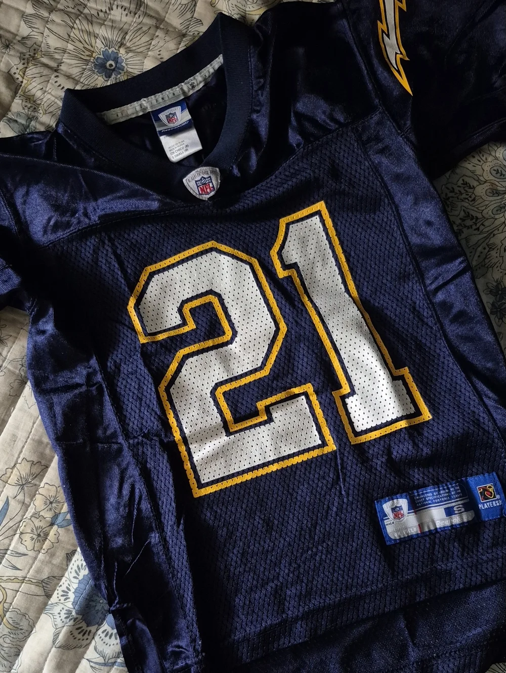 Youth NFL Navy Blue Football Jersey with White & Gold Accents